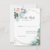 Rosa Rosa Blume Eleganter Goldrahmen Hochzeitszitz RSVP Karte (Vorderseite)