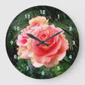 Rosa Rosa Blume fett nah-up Fotografie einfach Große Wanduhr (Vorderseite)