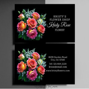Rosa Rosa Blume Florist Visitenkarte