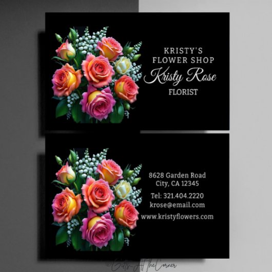 Rosa Rosa Blume Florist Visitenkarte