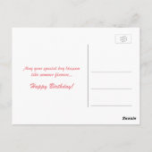 Rosa Rosa Blume glücklich Geburtstag. Liebe, Freun Postkarte (Rückseite)