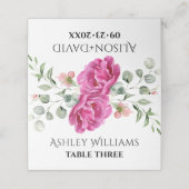 Rosa Rosa-Blume-Hochzeit Platzkarte (Außenseite Aufgefaltet)