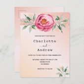 Rosa Rosa Blume Hochzeitsreise Postkarte (Vorne/Hinten)