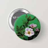 Rosa Rosa-Blume in grün, elegant Button (Vorne & Hinten)