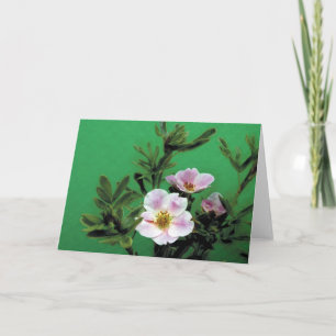 Rosa Rosa-Blume in grün, elegant Karte