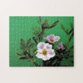 Rosa Rosa-Blume in grün, elegant Puzzle (Horizontal)