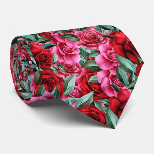 Rosa Rosa Blume Krawatte (Gerollt)