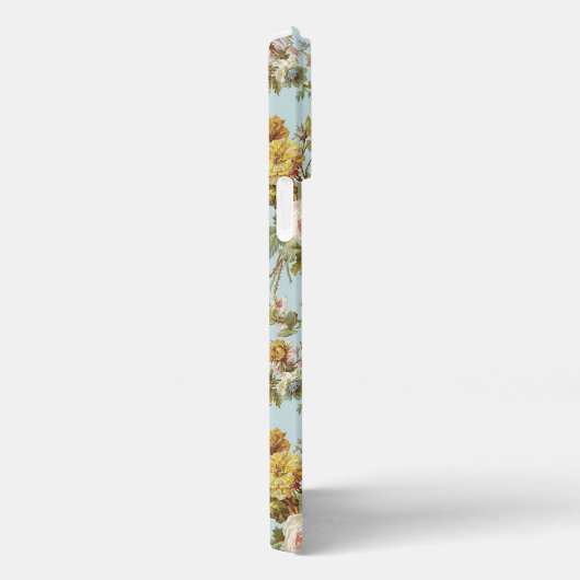 Rosa Rosa Blume Kunstmuster auf hellblau iPhone Hülle (Rechte Seite)