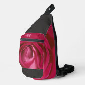 Rosa Rosa Blume, Monogramm, Beutel Crossbody Bag (Rechte Ecke)