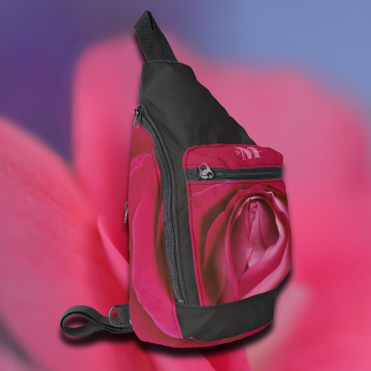 Rosa Rosa Blume, Monogramm, Beutel Crossbody Bag