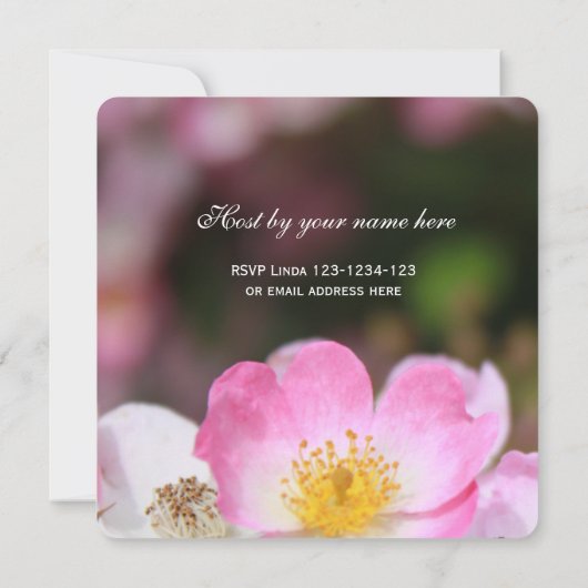 Rosa-Rosa-Blume Neujahrsfest Party Einladung (Rückseite)