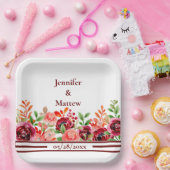 Rosa rosa Blume Papierplatte Pappteller (Party)