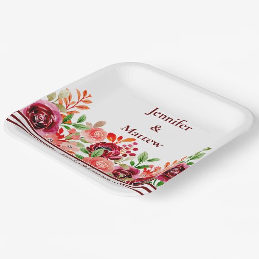 Rosa rosa Blume Papierplatte Pappteller (Gewinkelt)