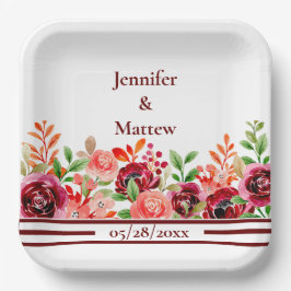 Rosa rosa Blume Papierplatte Pappteller