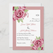 Rosa Rosa-Blume, QR-Code Blumenhochzeit Einladung (Vorderseite)