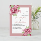 Rosa Rosa-Blume, QR-Code Blumenhochzeit Einladung (Stehend Vorderseite)