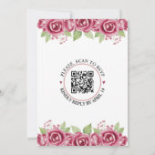 Rosa Rosa-Blume, QR-Code Blumenhochzeit Einladung (Rückseite)