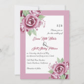 Rosa Rosa-Blume, QR-Code Blumenhochzeit Einladung (Vorderseite)