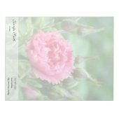 Rosa rosa Blume und grüne Blätter. Notizblock (Vorderseite)
