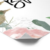 Rosa Rosa Blumen Brautparty Begrüßungszeichen Poster (Ecke)