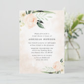 Rosa Rosa Blumen Elegantes Brautparty Einladung (Stehend Vorderseite)