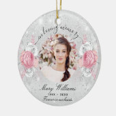 Rosa Rosa Blumenblätter zum Silver Glitzer Foto Ge Keramik Ornament (Links)