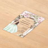 Rosa Rosa Blumengarnitur Gewand Quinceanera Acryleinladungen (Ablage )