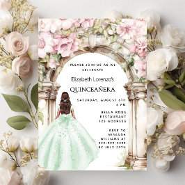 Rosa Rosa Blumengarnitur Gewand Quinceanera Einladungspostkarte