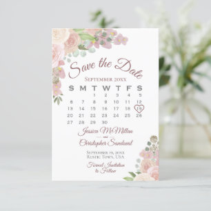 Rosa Rosa Blumengestein Elegantes Boho Hochzeitssk Save The Date