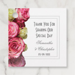 Rosa Rosa Blumengrün danke Ihnen Hochzeit Geschenkanhänger