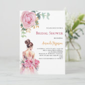 Rosa Rosa Blumenkleid Hochzeitskleid Brautparty Einladung (Stehend Vorderseite)