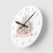 Rosa Rosa Blumenpracht Burg Storybook Dekoration Runde Wanduhr (Winkel)