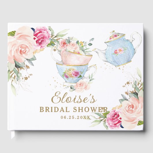 Rosa Rosa Blumenstrauß Party Brautparty Gästebuch (Vorderseite)