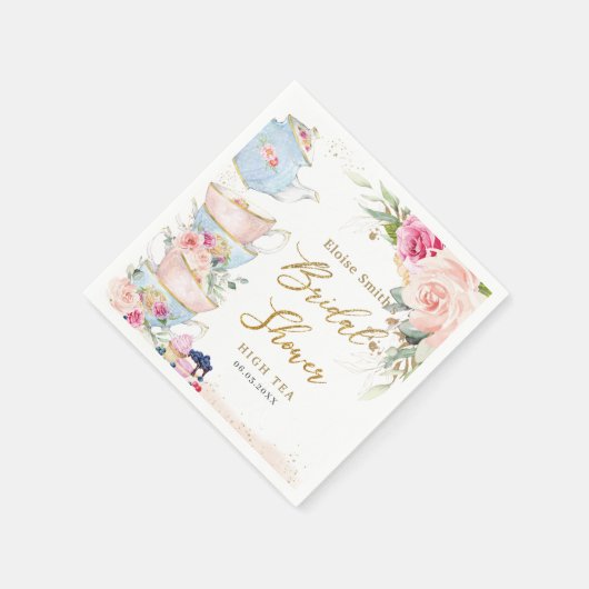 Rosa Rosa Blumenstrauß Party Brautparty Serviette (Ecke)