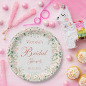 Rosa Rosa Blush Bloral Eleganter Name Rosa Brautpa Pappteller (Party)