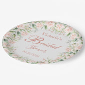 Rosa Rosa Blush Bloral Eleganter Name Rosa Brautpa Pappteller (Schrägansicht)