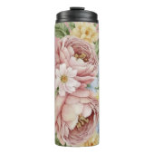 Rosa Rosa Blush Flora Grandma Thermosbecher (Vorderseite)