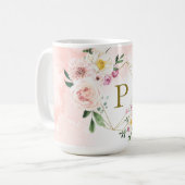 Rosa Rosa Blush Floral Gold Geometrie Kaffeetasse (Vorderseite Links)