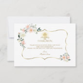 Rosa Rosa Blush Floral Gold Girl Dankeskarte (Vorderseite)