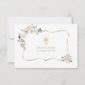 Rosa Rosa Blush Floral Gold Girl Dankeskarte (Rückseite)