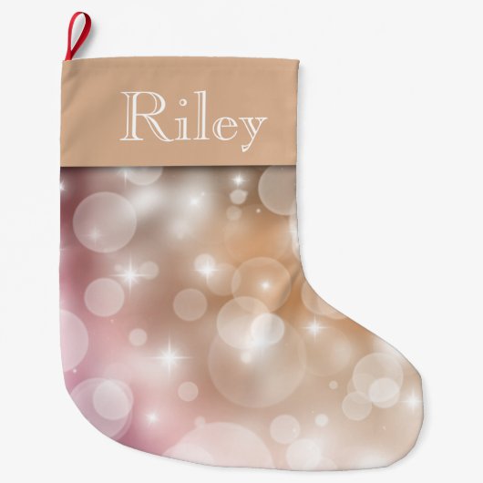 Rosa Rosa Blush und blass Champagne Bokeh Großer Weihnachtsstrumpf (Vorderseite)