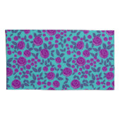 Rosa Rosa Blüte auf Aqua Kissenbezug (Rückseite-Rechts)