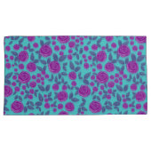 Rosa Rosa Blüte auf Aqua Kissenbezug (Vorderseite-Rechts)