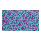 Rosa Rosa Blüte auf Aqua Kissenbezug (Rückseite-Links)