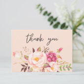 Rosa Rosa Blüte Blüte - Rosa Dankeskarte (Stehend Vorderseite)