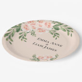 Rosa Rosa Blüte Flora Romantische Elegante Landsch Pappteller (Schrägansicht)