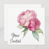 Rosa Rosa Blüten Rosa Rosen Einladung (Vorne/Hinten)