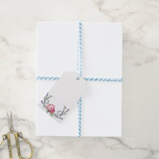 Rosa Rosa Blüten Rosa Rosen Geschenkanhänger (Mit Garn)