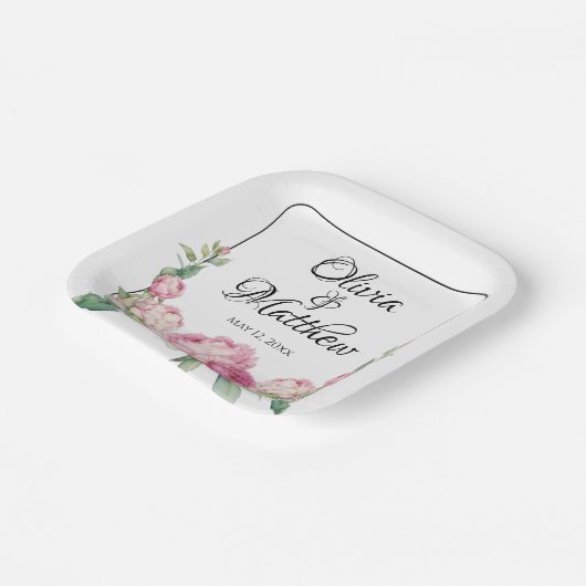 Rosa Rosa Blüten Rosa Rosen Pappteller (Gewinkelt)