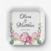 Rosa Rosa Blüten Rosa Rosen Pappteller (Vorderseite)